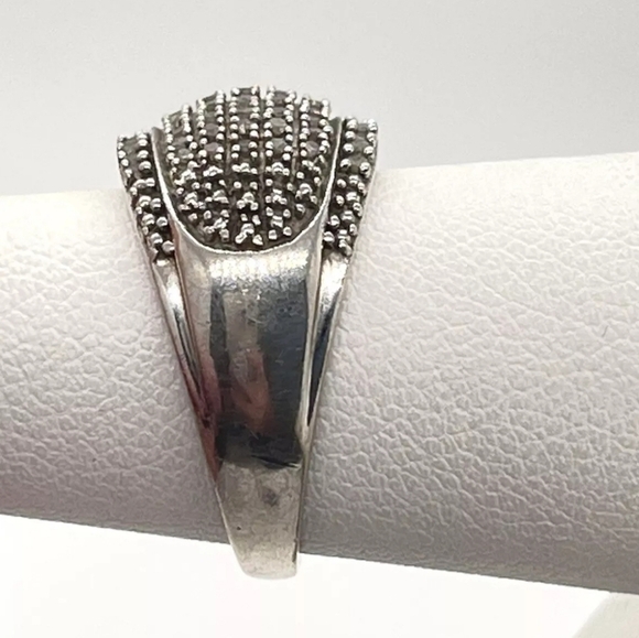 Vintage 1/4 CTW Diamond Round 925 Sterling Silver Multi Row Band Ring Size 8 - Picture 4 of 14